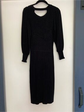 RW&CO. Black Long Sleeve Cutout Midi Dress